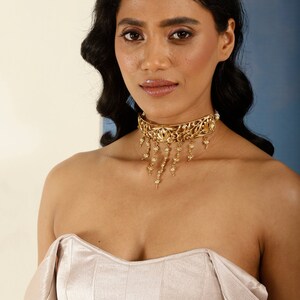 Gold Filigree Lotus Choker Necklace: Indian Inspired Statement Jewelry image 3