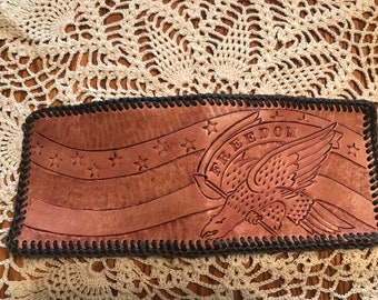 Leather men's Wallet, tooled leather wallet