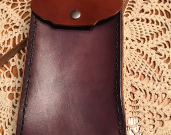 Custom Handmade Leather Women's Crossbody Phone Purse with Flap