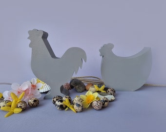 Casting mold for chicken and rooster, Easter and spring figures, concrete casting mold, garden crafting with concrete, cement, flower bed decoration, flock of chickens, chicken coop
