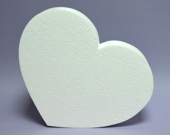 Styrofoam heart in various sizes from 55 to 10 cm deep, 5 cm. Suitable for cakes, events, weddings, Mother's Day, cake bases, and craft supplies.