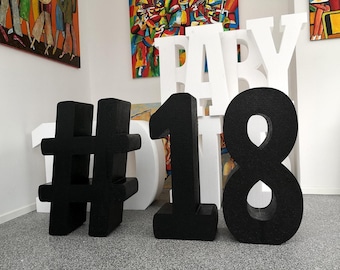 Letter, number, polystyrene, special characters, depth 30-40 cm, individual letters, numbers, logo, name, lettering, ABC, freestanding exhibition stand