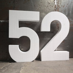 2 numbers Styrofoam numbers 50-30 cm / 20 inch shapes in different sizes and thicknesses free-standing anniversary birthday event