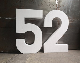 2 numbers Styrofoam numbers 50-30 cm / 20 inch shapes in different sizes and thicknesses free-standing anniversary birthday event