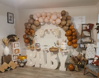 BABY Styrofoam Letters 3D Freestanding 80 x 20 cm 30 Inch Decoration 1st Birthday Children's Birthday Table Decoration Plexiglass Disc Event Gift