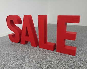 Styrofoam SALE lettering, large letters for shop windows, outdoor advertising, store, sales promotion, shop window design, clearance sale