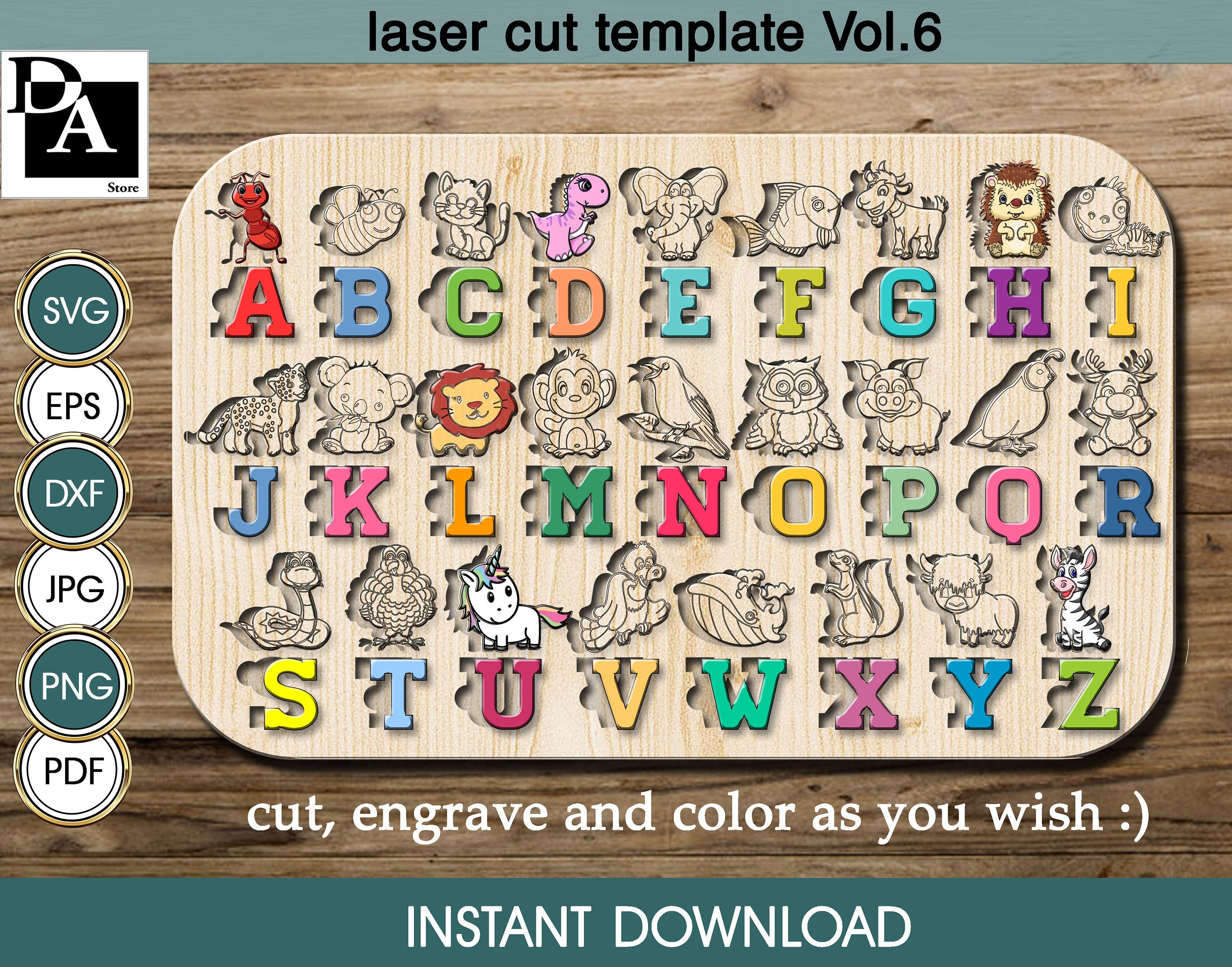 Download Alphabet Animal Puzzle Svg Alphabet Puzzle Svg Montessori Abc Etsy