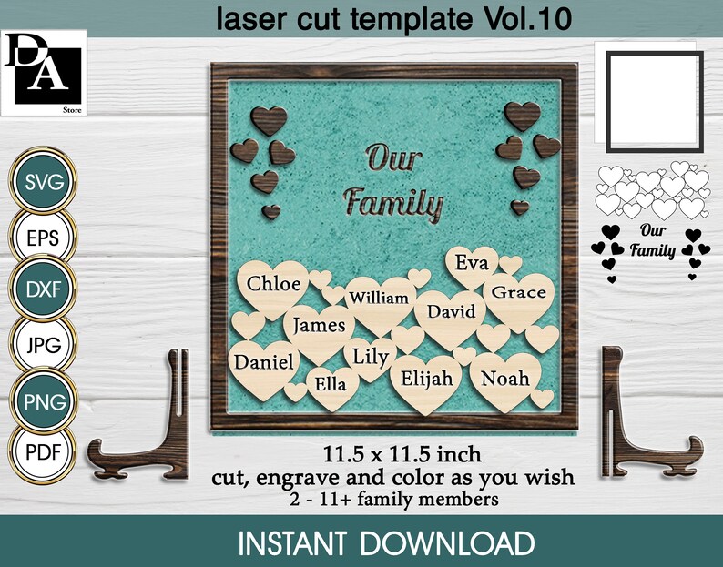 Download Family glowforge svg laser ornament svg family plaque for | Etsy