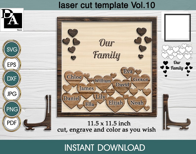 Family glowforge svg laser ornament svg family plaque for | Etsy