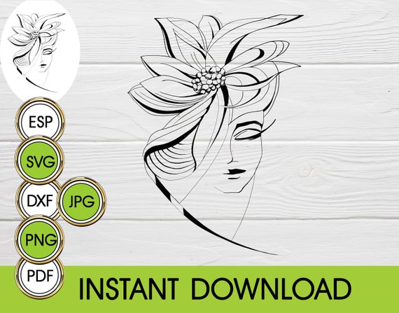 Download Line Drawing Svg Women Face Stencil Portrait Line Art Woman Etsy