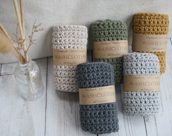 Paños de algodón hechos a mano con crochet: Estropajo de cocina ecológico, reutilizable (paquete de 3)