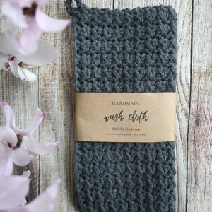 Cotton Washcloth, Reusable Washcloth, Crochet Dishcloth, Handmade Washcloth, Cotton Washcloth, Crochet Washcloth, Eco Washcloth Dark Grey