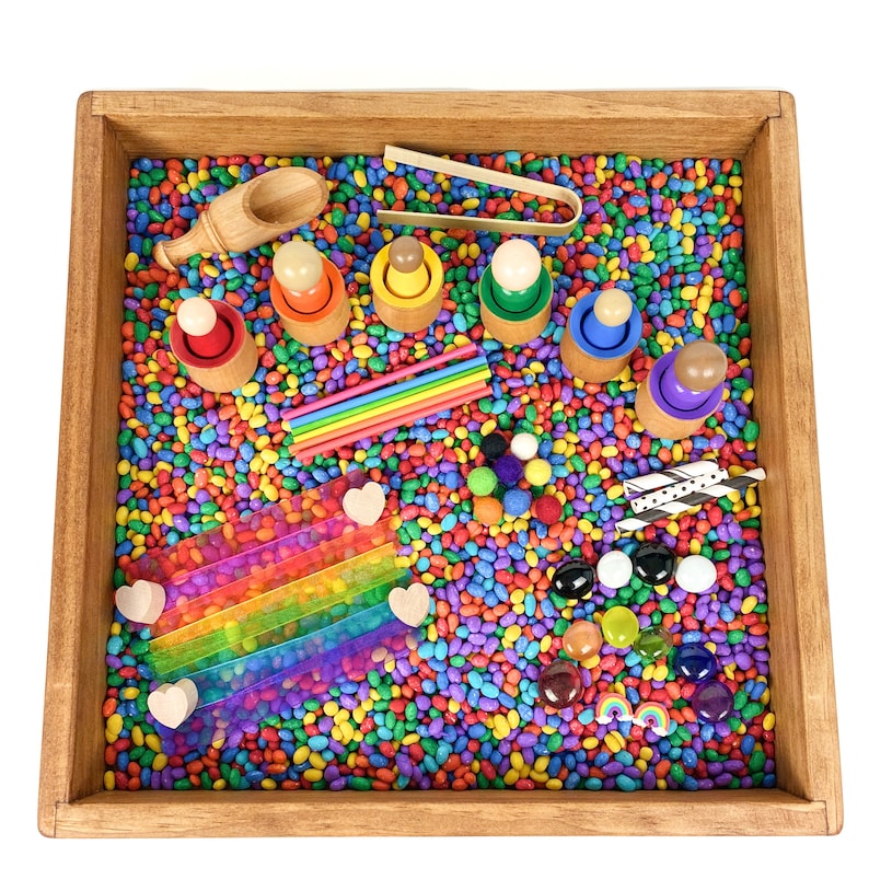 rainbow sensory tray activity setcolors sensory bin kitsmall world play