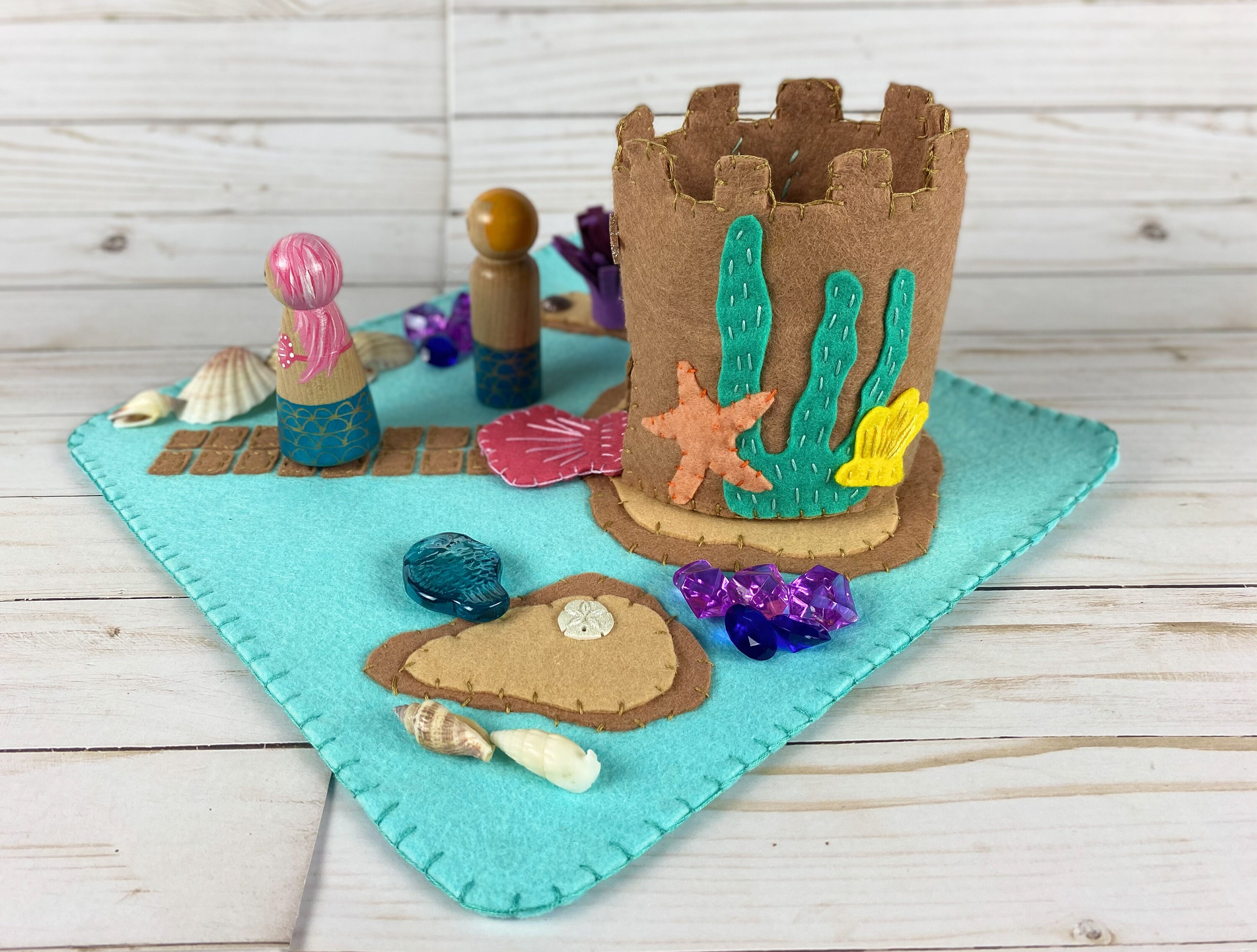 Mermaid Playscape/felt play mat/sensory bin kit/small Etsy