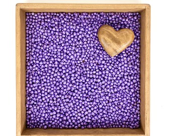 purple  metallic bean sensory bin filler/sensory tray activity/small world play/loose parts/fine motor skills/open ended toy/wooden peg doll