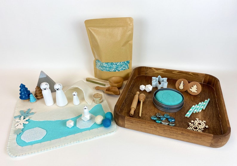 Polar Bear Playscapefelt play matsmall worldsensory bin kitplay dough kitwooden peg dollloose partsimaginative play kitopen ended