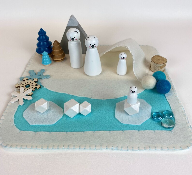 Polar Bear Playscapefelt play matsmall worldsensory bin kitplay dough kitwooden peg dollloose partsimaginative play kitopen ended