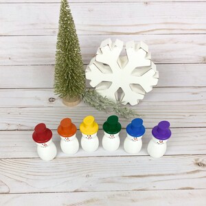 rainbow snowman/small world play/dollhouse accessory/playscape/open ended play/imaginative play/loose parts image 2