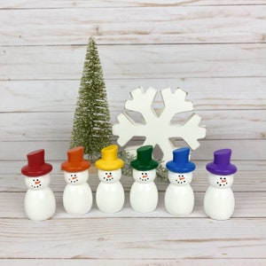 rainbow snowman/small world play/dollhouse accessory/playscape/open ended play/imaginative play/loose parts image 4