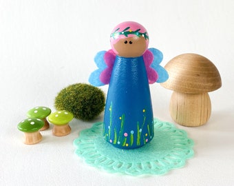 fairy peg doll/forest small world play/dollhouse accessory/open ended play/playscape/imaginative play