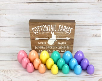 Easter wooden eggs/spring small world play/rainbow color matching/open ended play/playscape/imaginative play