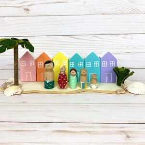 beach wooden peg doll/ocean sensory/ summer small world/dollhouse/open ended play/playscape/imaginative play