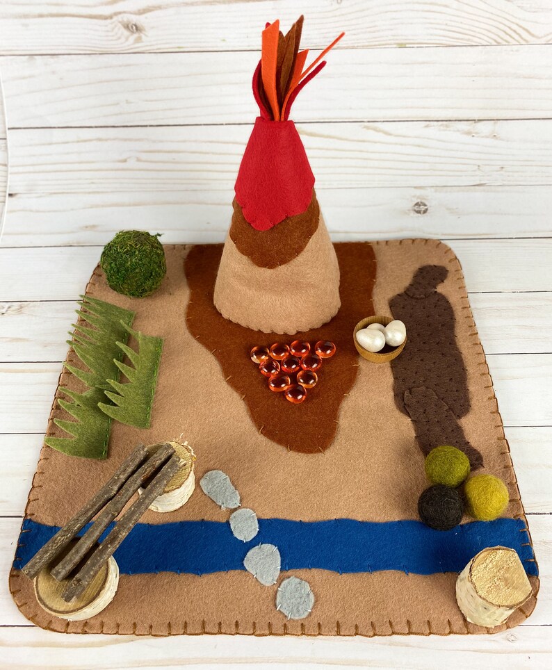Dinosaur Playscapevolcano felt play matsmall worldwooden peg dollimaginative play kitloose partsopen ended toy