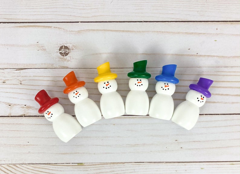 rainbow snowman/small world play/dollhouse accessory/playscape/open ended play/imaginative play/loose parts image 1