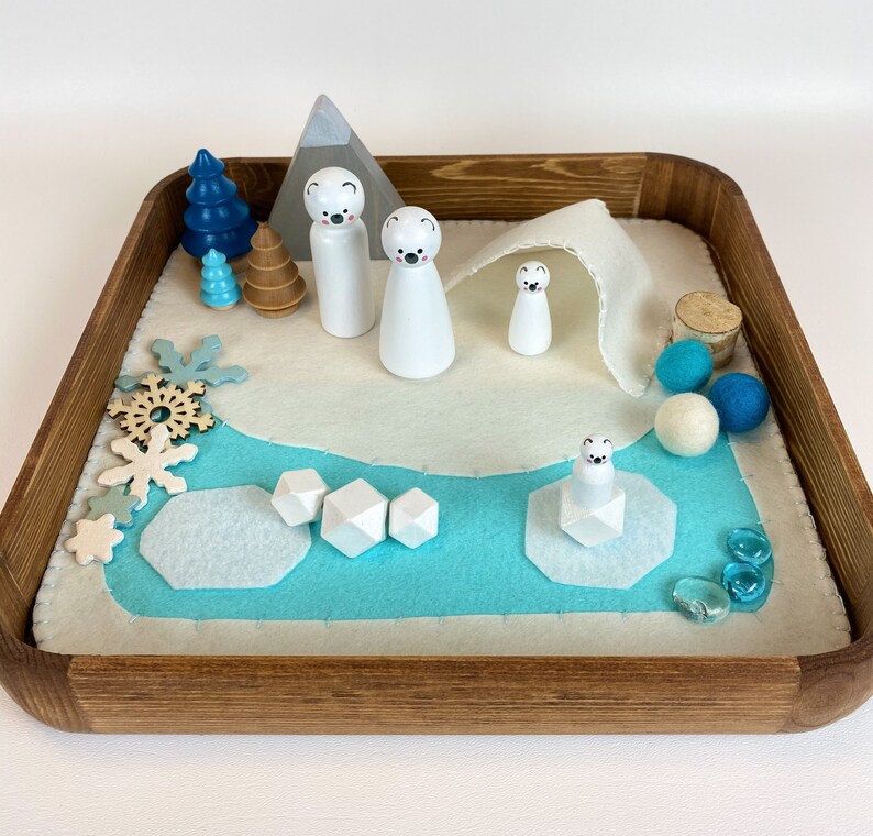 Polar Bear Playscapefelt play matsmall worldsensory bin kitplay dough kitwooden peg dollloose partsimaginative play kitopen ended