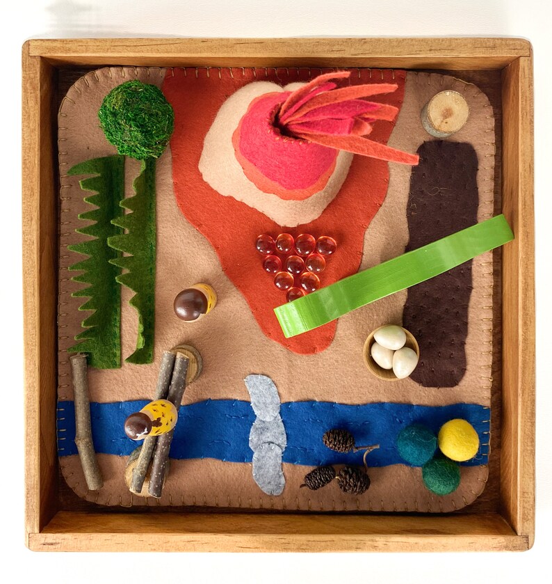 Dinosaur Playscapevolcano felt play matsmall worldwooden peg dollimaginative play kitloose partsopen ended toy
