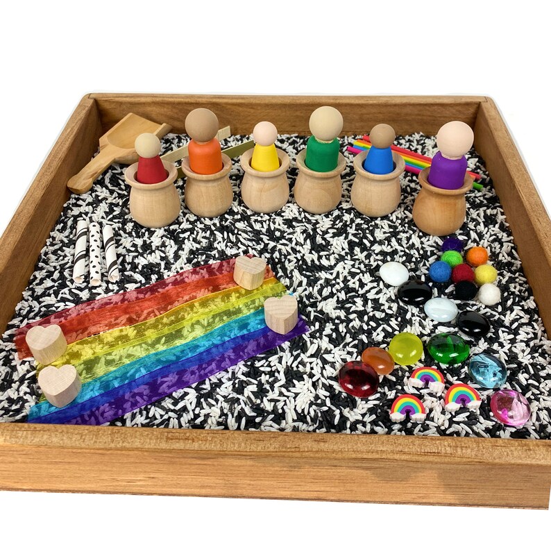 Rainbow sensory tray activity set/colors sensory bin kit/small | Etsy
