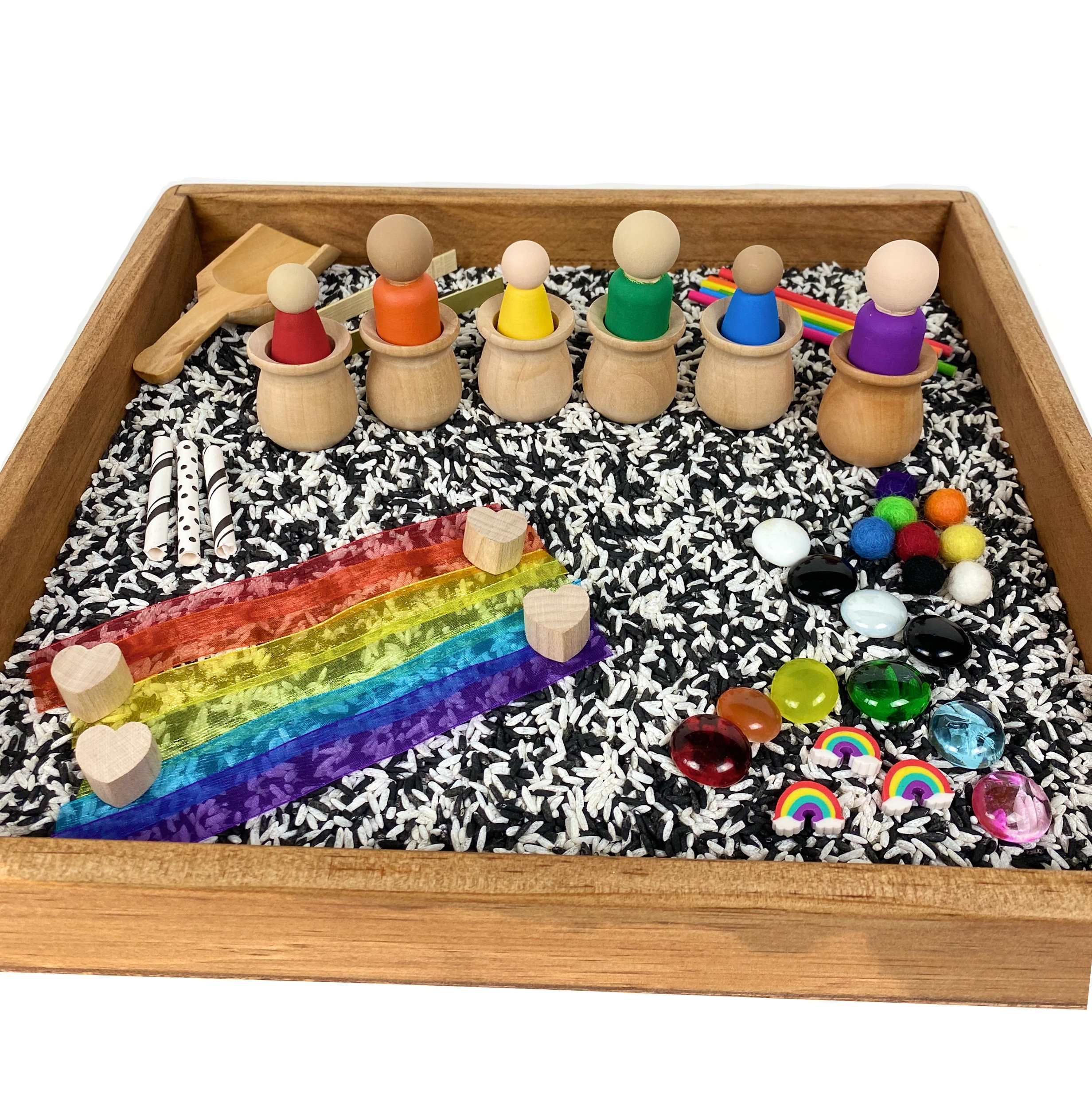 Rainbow sensory tray activity set/colors sensory bin kit/small Etsy