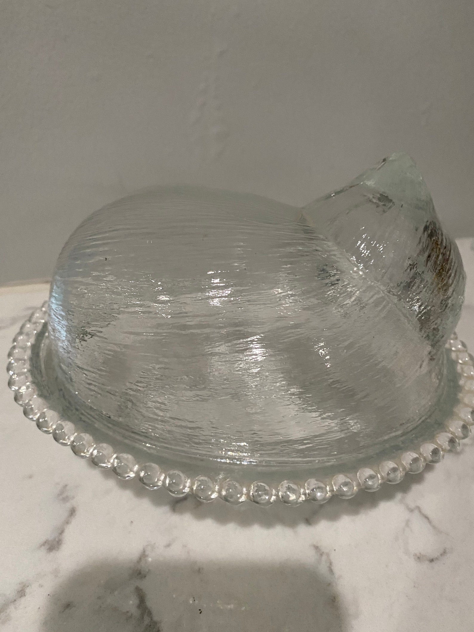Vintage Clear Glass Nesting Cat Dish Etsy