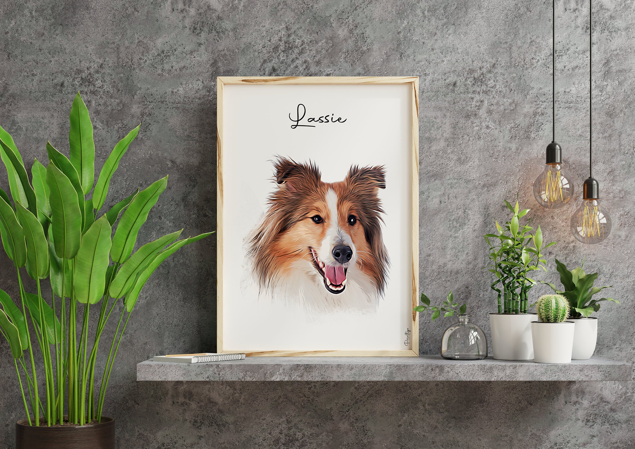 WITH FRAME Printed Pet Portrait Personalized Gift Custom Etsy