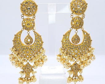 22kt Yellow Gold Kundan polki Earring