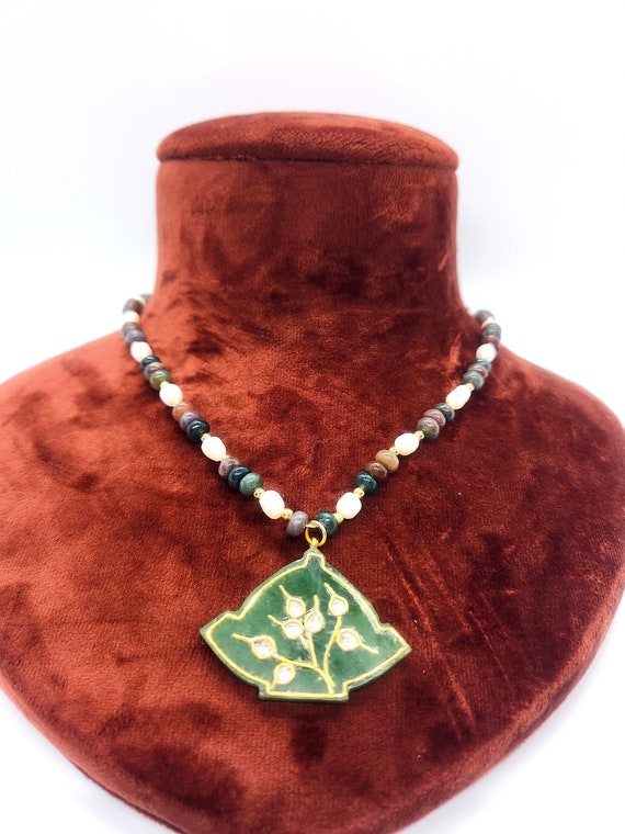 24k Gold Antique Jade Necklace