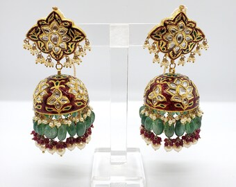 22 karat Yellow gold Kundan Diamond JHUMKI Earrings