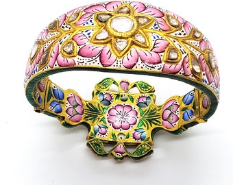 22K Gold Diamond Enamel Bangle