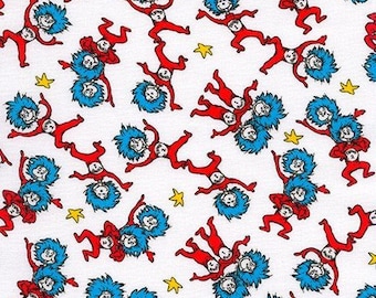 Dr Seuss Fabric / Thing One and Thing Two, Mini Prints / A Little Dr. Seuss by Robert Kaufman, Yardage & Fat Quarters Available