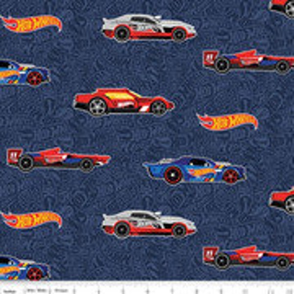 HOT WHEELS BLUE- Fabric By The Half Yard By Riley Blake Designs - Premium Quilting Cotton For Quilting, Sewing, And Crafts