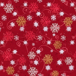 12 Days of Christmas Snowflake Swirl Rot von Studio E Fabrics, die von der halben Yard verkauft werden