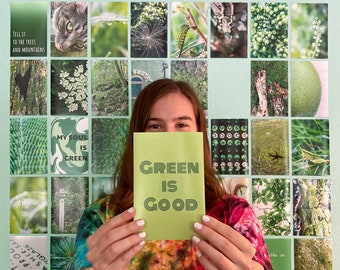 Green Aesthetic Room Decor, Earthy Nature Wall Collage Kit, 40 Pcs Photo Collage Kit, Printed 4x6 Wall Collage, Forest Sage Green Prints