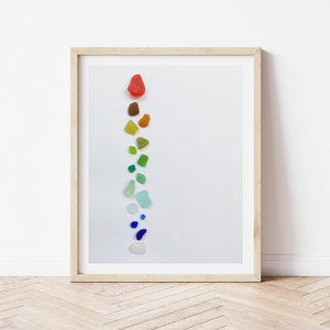 Beach Glass Art, Sea Glass Art, Rainbow Printable Wall Art, Minimalistic Print, Colorful Minimalist Art, Beach House Decor Digital Download