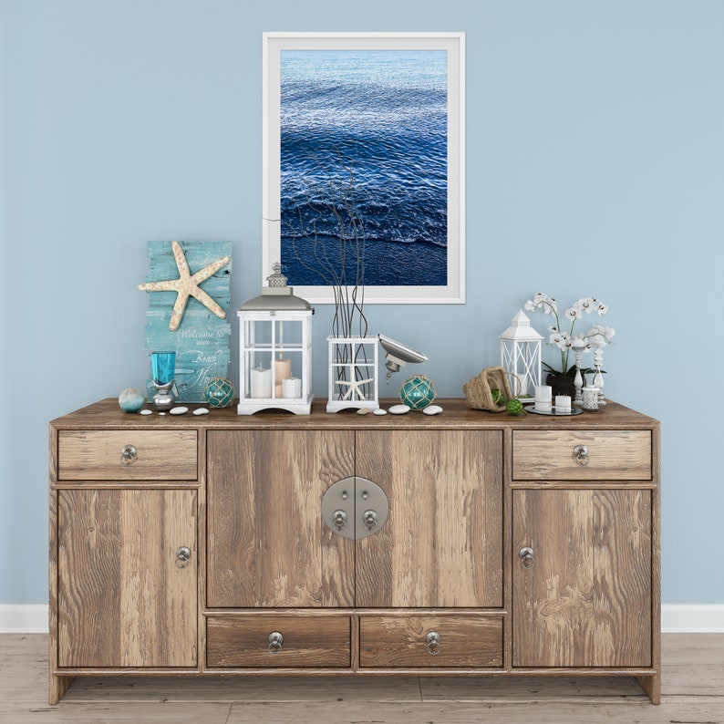 Navy Blue Sea Wall Art Nautical Ocean Water Print Beach House Etsy