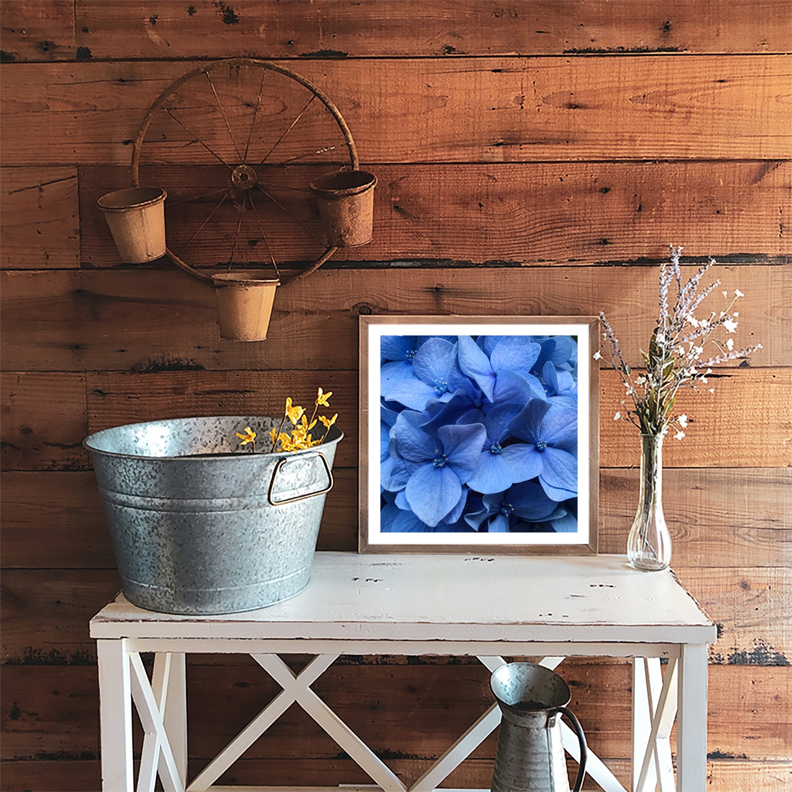 Blue Hydrangea Wall Art Hydrangea Print Square Flower Print - Etsy