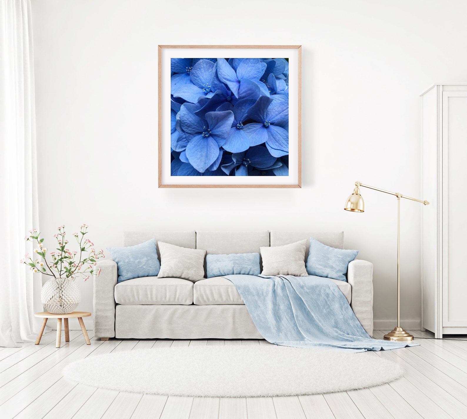 Blue Hydrangea Wall Art Hydrangea Print Square Flower Print - Etsy