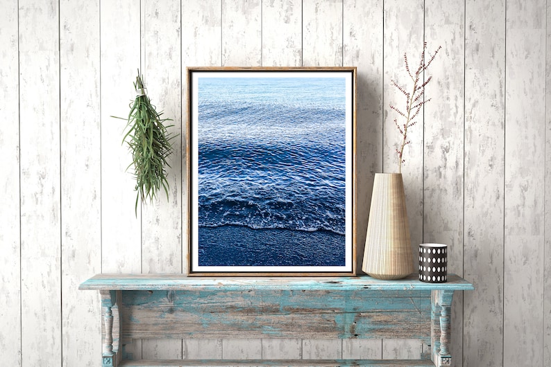 Navy Blue Sea Wall Art Nautical Ocean Water Print Beach House Etsy