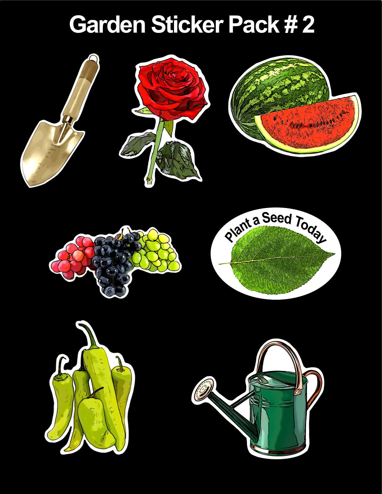 Garden Sticker Pack 2 Set of 7 Vinyl Paper Stickers Etsy