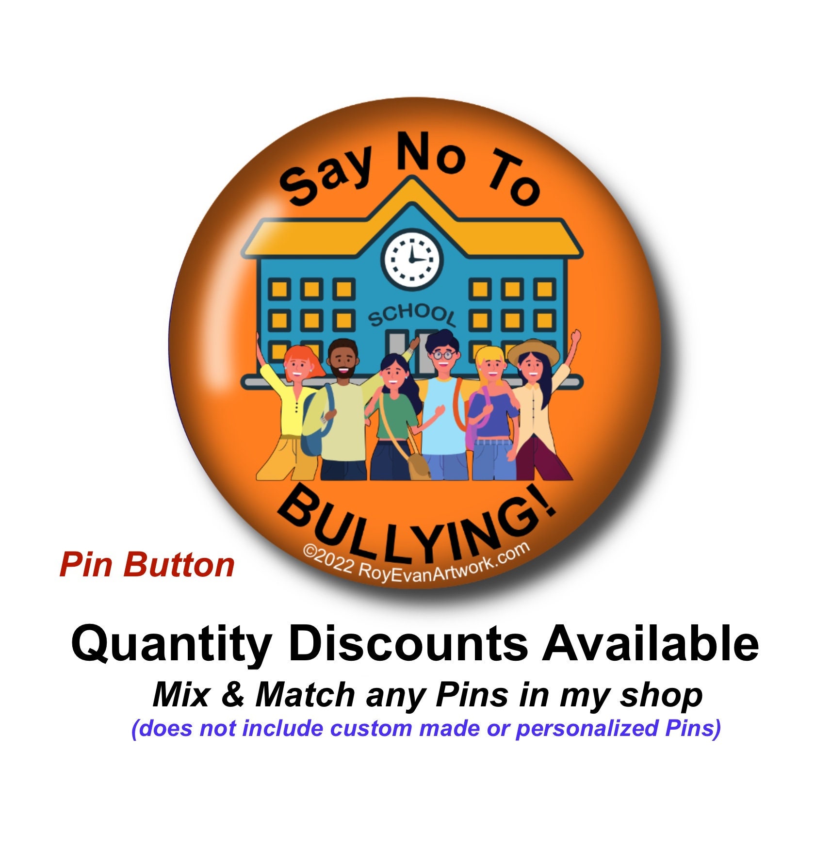 Mini Ramadan Lanterns End Bullying Round Button Pins - 2 Pack Anti ...