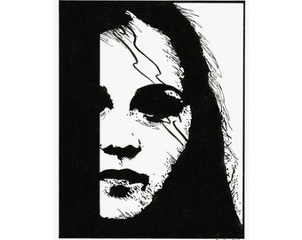 Fine Art Posters 11"x14" -"Mona Hiding" - Print of Original Artwork - Wall Decor -  - Free Shipping - Office Decor